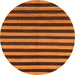 Round Machine Washable Abstract Orange Modern Area Rugs, wshabs1700org