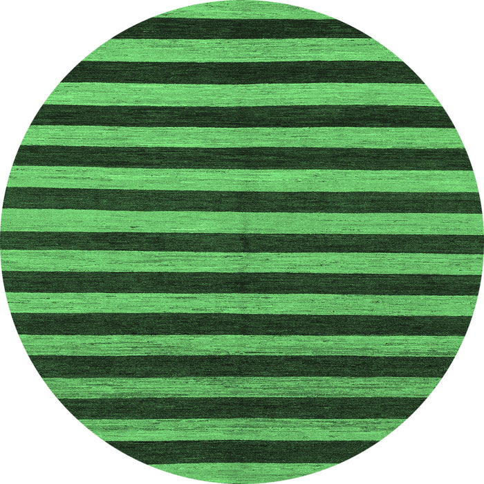 Round Machine Washable Abstract Emerald Green Modern Area Rugs, wshabs1700emgrn