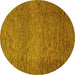 Round Abstract Yellow Modern Rug, abs1701yw