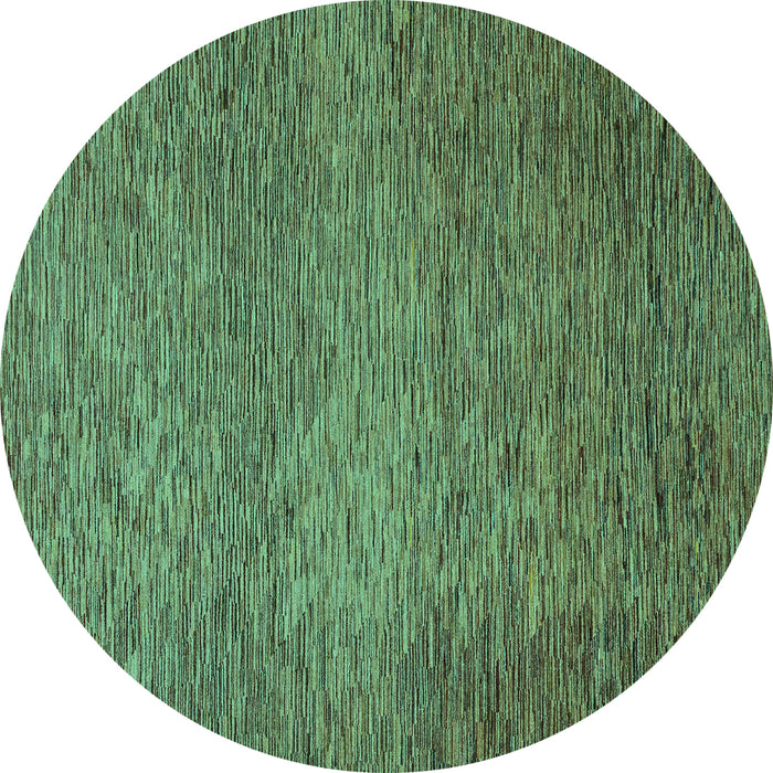 Round Machine Washable Abstract Turquoise Modern Area Rugs, wshabs1701turq