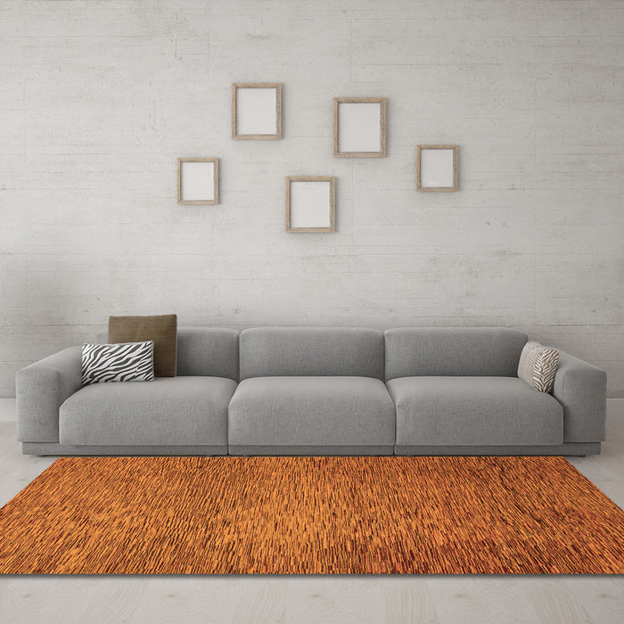 Machine Washable Abstract Orange Modern Area Rugs in a Living Room, wshabs1701org