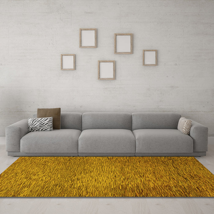 Machine Washable Abstract Yellow Modern Rug in a Living Room, wshabs1701yw