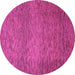 Round Machine Washable Abstract Pink Modern Rug, wshabs1701pnk