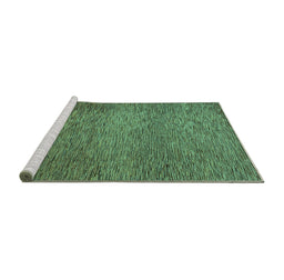 Sideview of Machine Washable Abstract Turquoise Modern Area Rugs, wshabs1701turq