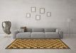 Machine Washable Checkered Brown Modern Rug in a Living Room,, wshabs1702brn