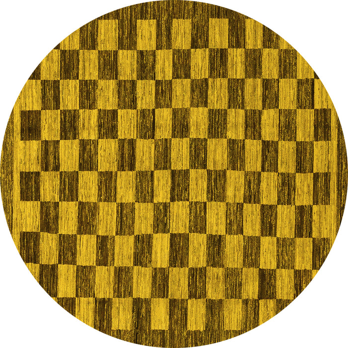 Round Checkered Yellow Modern Rug, abs1702yw