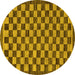 Round Checkered Yellow Modern Rug, abs1702yw