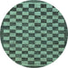 Round Checkered Light Blue Modern Rug, abs1702lblu