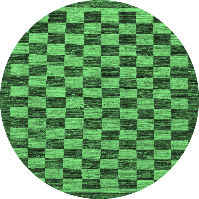 Round Checkered Emerald Green Modern Rug, abs1702emgrn