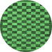 Round Checkered Emerald Green Modern Rug, abs1702emgrn