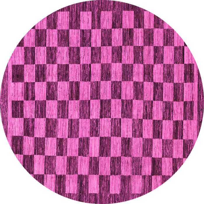 Round Checkered Pink Modern Rug, abs1702pnk