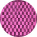 Round Checkered Pink Modern Rug, abs1702pnk