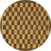 Round Checkered Brown Modern Rug, abs1702brn