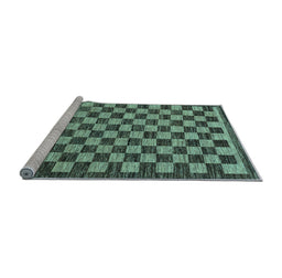 Sideview of Machine Washable Checkered Light Blue Modern Rug, wshabs1702lblu
