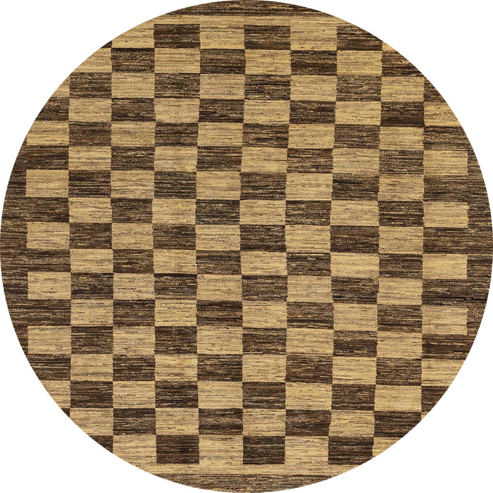 Round Abstract Gold Checkered Rug, abs1702
