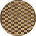 Round Abstract Gold Checkered Rug, abs1702