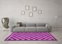 Machine Washable Checkered Purple Modern Rug, wshabs1702pur