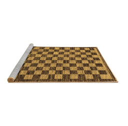 Sideview of Machine Washable Checkered Brown Modern Rug, wshabs1702brn
