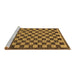 Sideview of Machine Washable Checkered Brown Modern Rug, wshabs1702brn