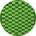 Round Machine Washable Checkered Green Modern Area Rugs, wshabs1702grn