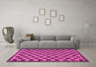 Machine Washable Checkered Pink Modern Rug in a Living Room, wshabs1702pnk