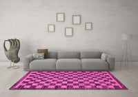 Machine Washable Checkered Pink Modern Rug, wshabs1702pnk