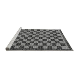 Sideview of Machine Washable Checkered Gray Modern Rug, wshabs1702gry
