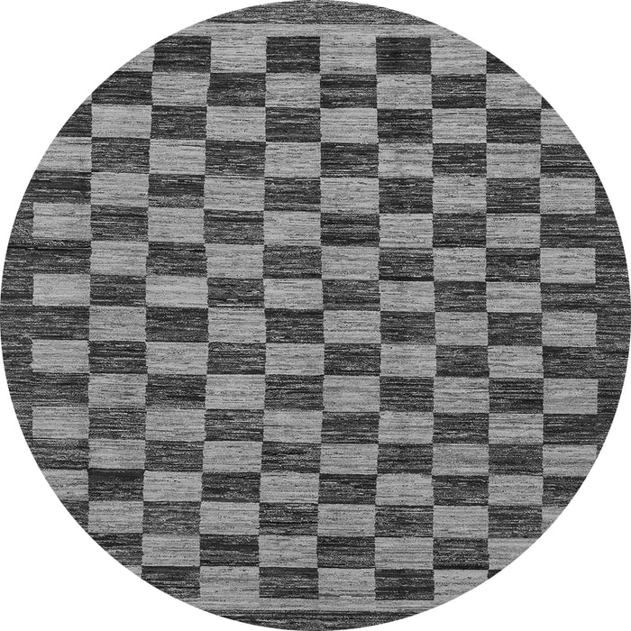 Round Checkered Gray Modern Rug, abs1702gry