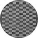 Round Machine Washable Checkered Gray Modern Rug, wshabs1702gry