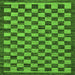 Square Machine Washable Checkered Green Modern Area Rugs, wshabs1702grn