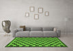 Machine Washable Checkered Green Modern Area Rugs in a Living Room,, wshabs1702grn