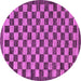 Round Machine Washable Checkered Purple Modern Area Rugs, wshabs1702pur
