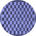 Round Checkered Blue Modern Rug, abs1702blu