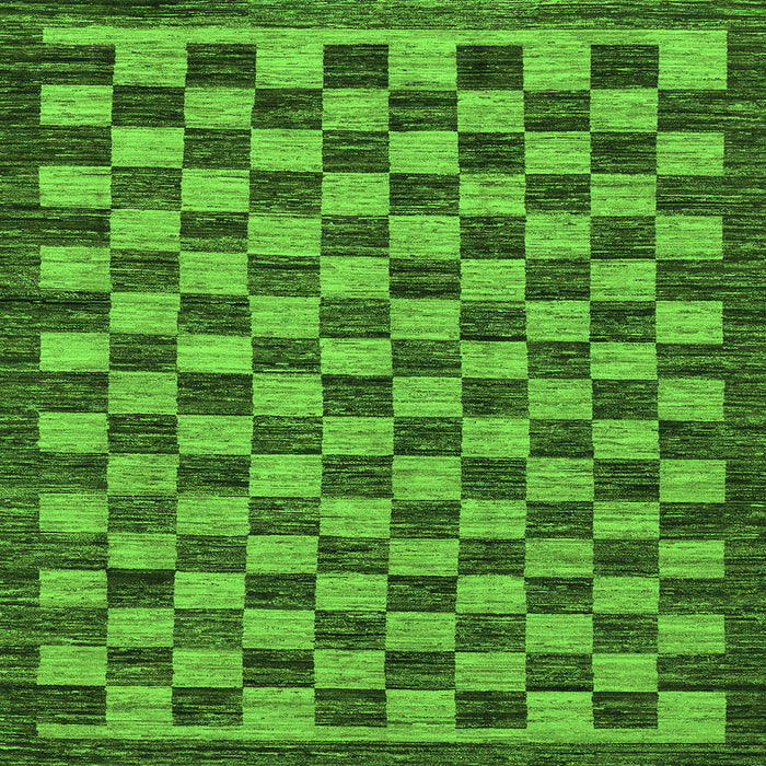 Square Checkered Green Modern Rug, abs1702grn