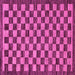 Square Machine Washable Checkered Pink Modern Rug, wshabs1702pnk