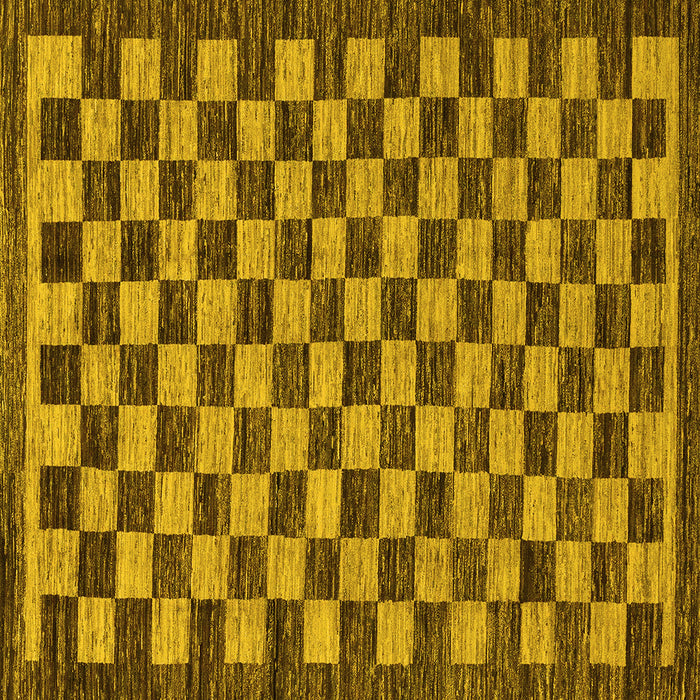 Square Checkered Yellow Modern Rug, abs1702yw