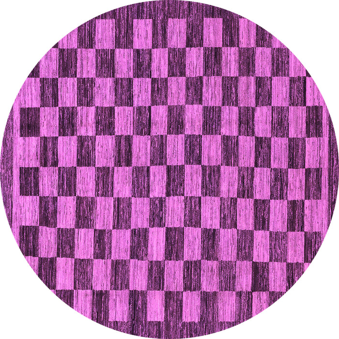 Round Checkered Purple Modern Rug, abs1702pur