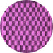 Round Checkered Purple Modern Rug, abs1702pur