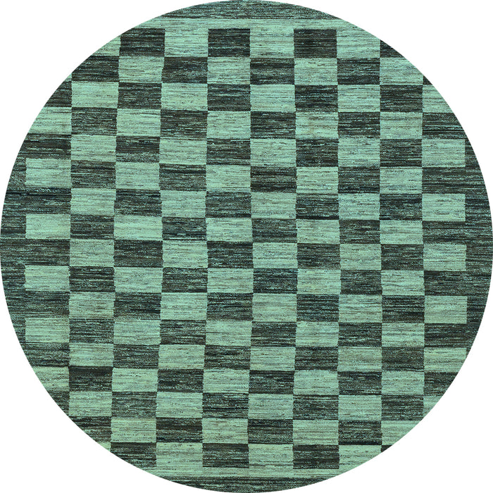Round Machine Washable Checkered Light Blue Modern Rug, wshabs1702lblu