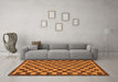 Machine Washable Checkered Orange Modern Area Rugs in a Living Room, wshabs1702org