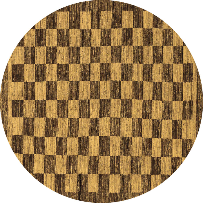 Round Machine Washable Checkered Brown Modern Rug, wshabs1702brn