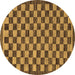 Round Machine Washable Checkered Brown Modern Rug, wshabs1702brn