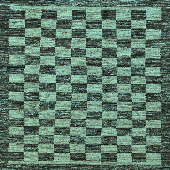 Square Machine Washable Checkered Light Blue Modern Rug, wshabs1702lblu