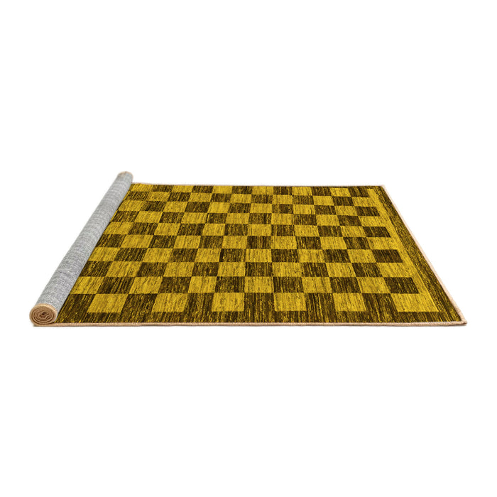 Sideview of Machine Washable Checkered Yellow Modern Rug, wshabs1702yw