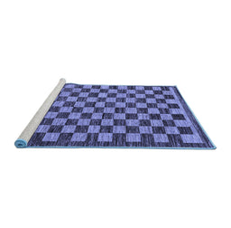 Sideview of Machine Washable Checkered Blue Modern Rug, wshabs1702blu