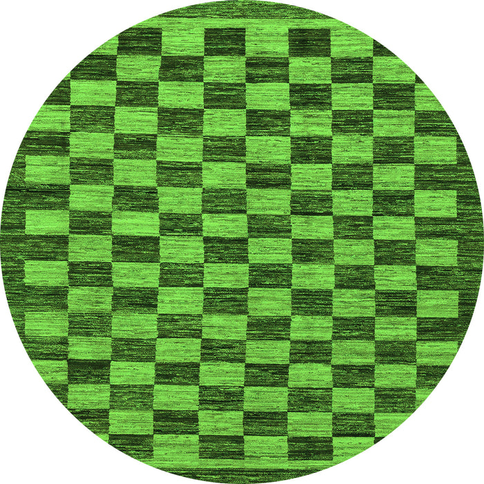 Round Checkered Green Modern Rug, abs1702grn