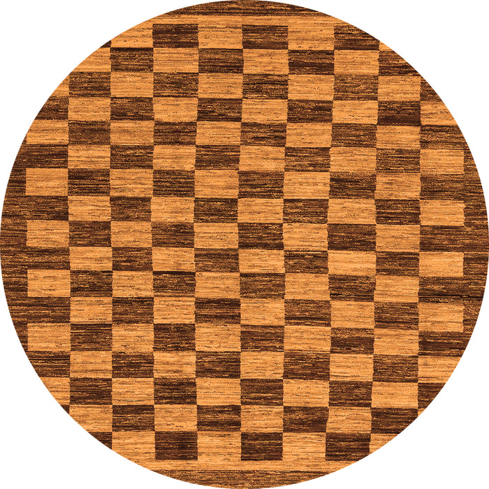 Round Checkered Orange Modern Rug, abs1702org