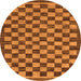 Round Machine Washable Checkered Orange Modern Area Rugs, wshabs1702org