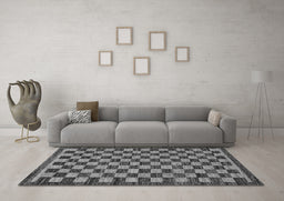 Machine Washable Checkered Gray Modern Rug in a Living Room,, wshabs1702gry
