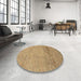 Round Machine Washable Abstract Light Brown Rug in a Office, wshabs1703